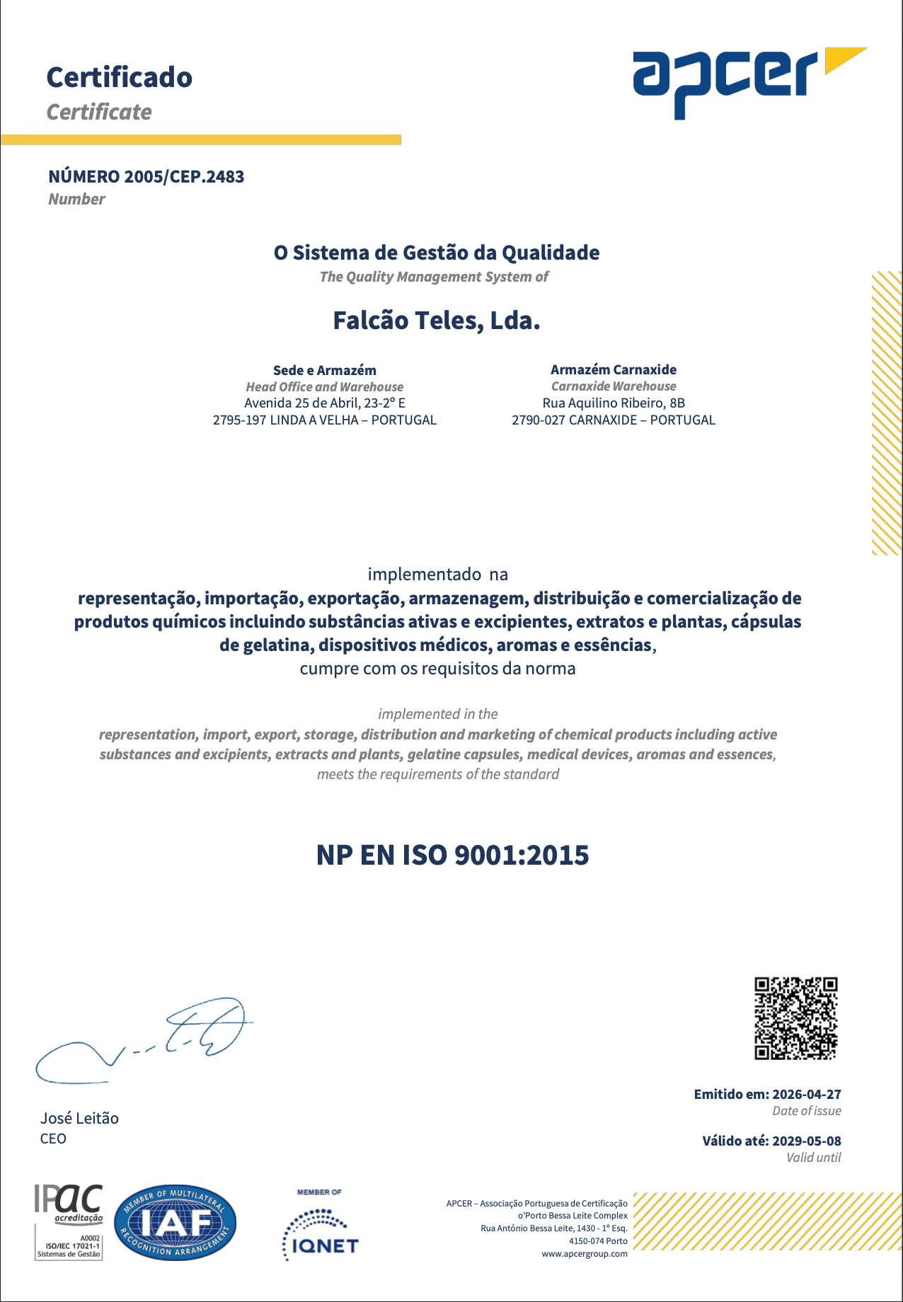 Certificado Apcer